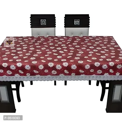 Table Cover 3D Medium Size 2 to 4 Seater Flower, Pink Color Plastics Self Design Printed Table Cover with  Lace-thumb3