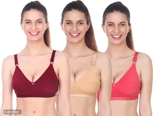 Beautifull Trendy Full Coverage Non Padded Stylish Bra (Pack Of 3)