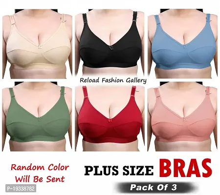 Special Big Size Non Padded Full Coverage Multicolor Bra (Pack of -3)-thumb0