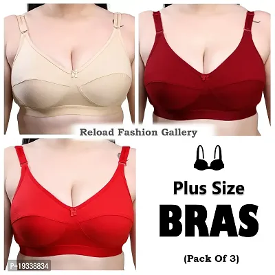 Special Plus Size Non Padded Full Coverage Bra (Pack Of 3)-thumb0