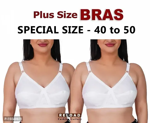 Special Big Size Non Padded 40 to 50 Size Cotton Bra (Pack of 2)