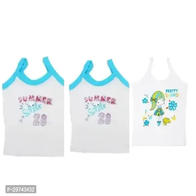 Stylish White Cotton Printed Camisole For Girls Combo Of 3