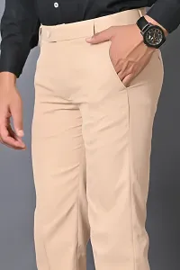 Stylish Beige Polycotton Mid-Rise Trouser For Men-thumb4