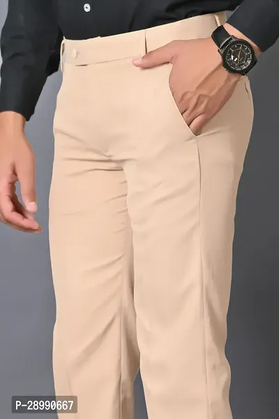 Stylish Beige Polycotton Mid-Rise Trouser For Men-thumb5