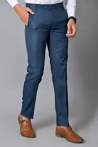 Stylish Blue Polycotton Mid-Rise Trouser For Men-thumb2