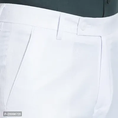 Stylish White Cotton Blend Mid-Rise Trouser For Men-thumb5