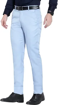 Stylish Blue Cotton Blend Mid-Rise Trouser For Men-thumb2