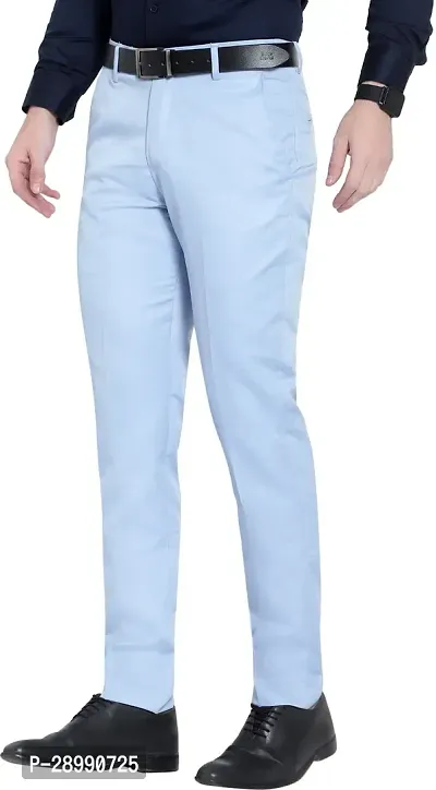 Stylish Blue Cotton Blend Mid-Rise Trouser For Men-thumb3