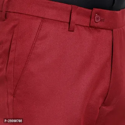 Stylish Red Cotton Blend Mid-Rise Trouser For Men-thumb5