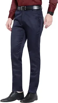 Stylish Blue Cotton Blend Mid-Rise Trouser For Men-thumb2