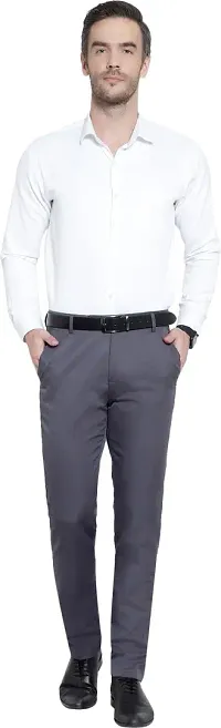 Stylish Grey Cotton Blend Mid-Rise Trouser For Men-thumb3