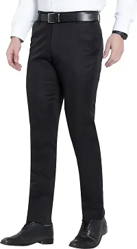 Stylish Black Cotton Blend Mid-Rise Trouser For Men-thumb2