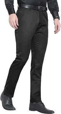 Stylish Black Lycra Blend Mid-Rise Trouser For Men-thumb4