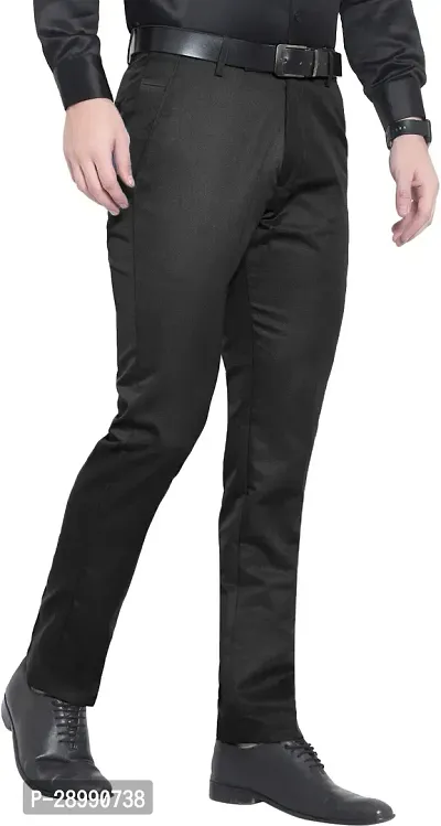 Stylish Black Lycra Blend Mid-Rise Trouser For Men-thumb5