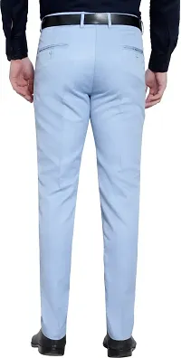 Stylish Blue Cotton Blend Mid-Rise Trouser For Men-thumb1