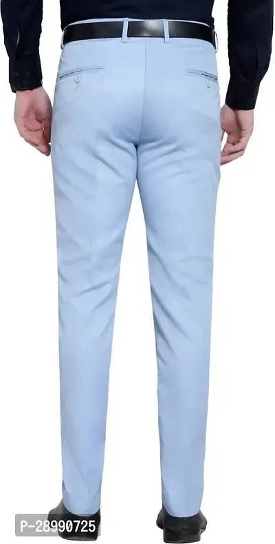 Stylish Blue Cotton Blend Mid-Rise Trouser For Men-thumb2