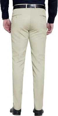 Stylish Beige Lycra Blend Mid-Rise Trouser For Men-thumb1