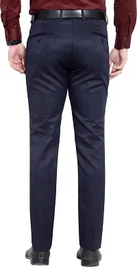 Stylish Blue Cotton Blend Mid-Rise Trouser For Men-thumb1