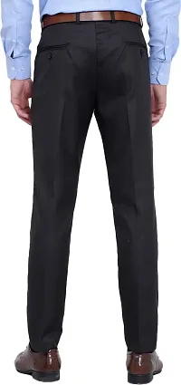 Stylish Black Cotton Blend Mid-Rise Trouser For Men-thumb1