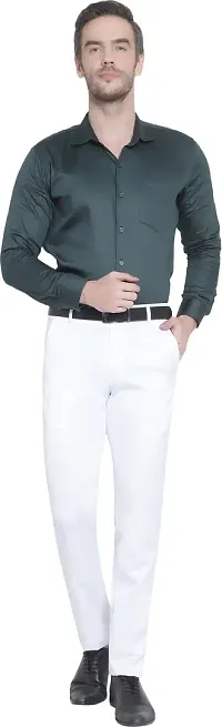 Stylish White Cotton Blend Mid-Rise Trouser For Men-thumb3