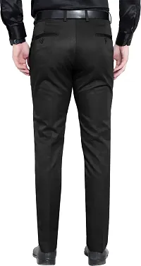 Stylish Black Lycra Blend Mid-Rise Trouser For Men-thumb1