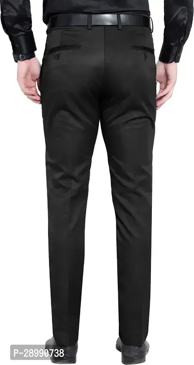 Stylish Black Lycra Blend Mid-Rise Trouser For Men-thumb2