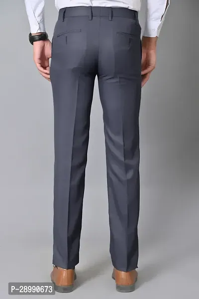 Stylish Grey Polycotton Mid-Rise Trouser For Men-thumb2