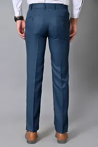 Stylish Blue Polycotton Mid-Rise Trouser For Men-thumb1