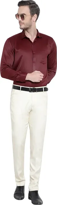 Stylish Beige Cotton Blend Mid-Rise Trouser For Men-thumb3