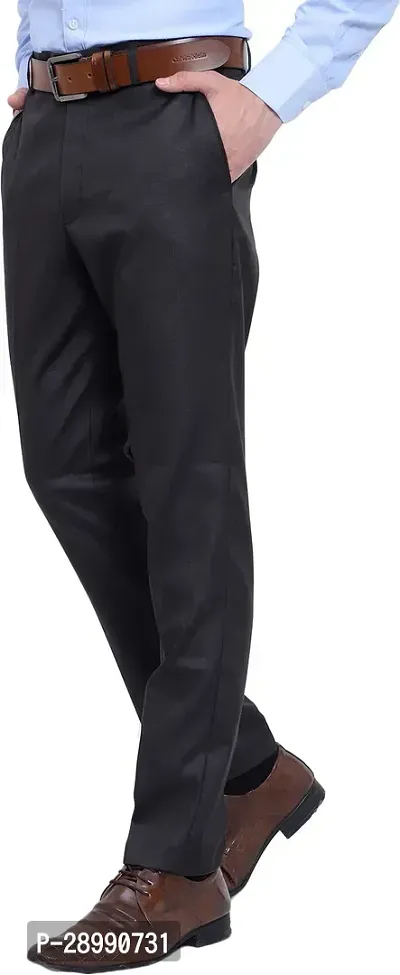 Stylish Black Cotton Blend Mid-Rise Trouser For Men-thumb3