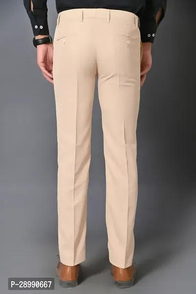 Stylish Beige Polycotton Mid-Rise Trouser For Men-thumb2