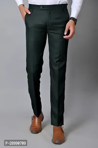 Stylish Black Polycotton Mid-Rise Trouser For Men