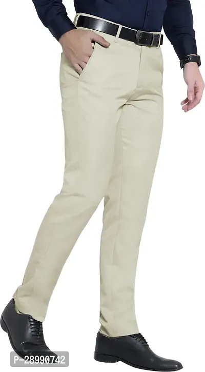 Stylish Beige Lycra Blend Mid-Rise Trouser For Men-thumb4