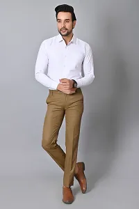 Stylish Beige Polycotton Mid-Rise Trouser For Men-thumb3