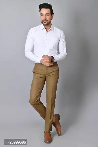 Stylish Beige Polycotton Mid-Rise Trouser For Men-thumb4