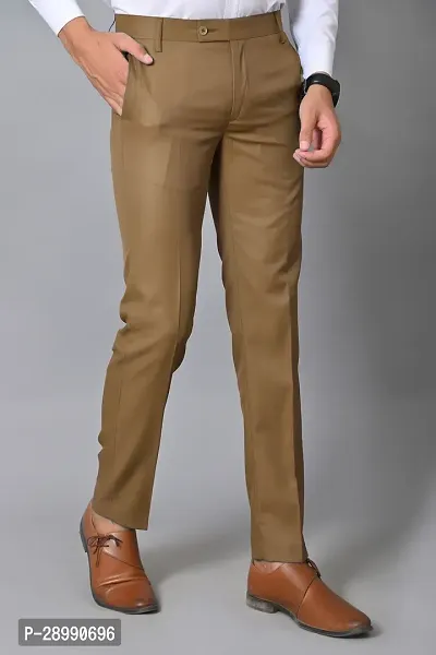 Stylish Beige Polycotton Mid-Rise Trouser For Men-thumb3