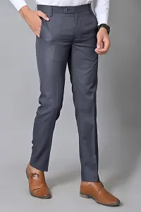 Stylish Grey Polycotton Mid-Rise Trouser For Men-thumb2