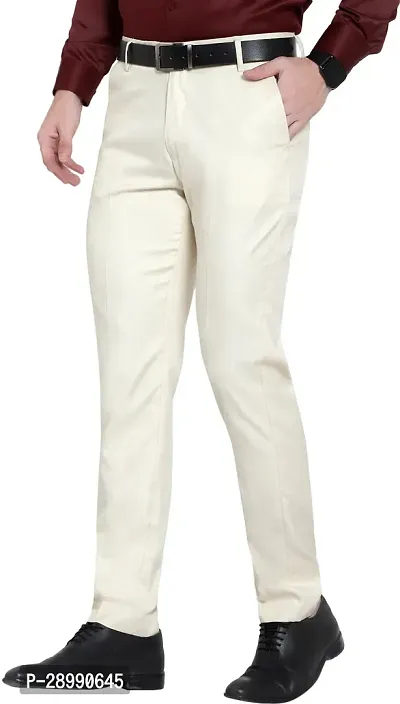 Stylish Beige Cotton Blend Mid-Rise Trouser For Men-thumb3