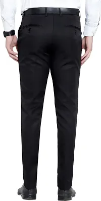 Stylish Black Cotton Blend Mid-Rise Trouser For Men-thumb1