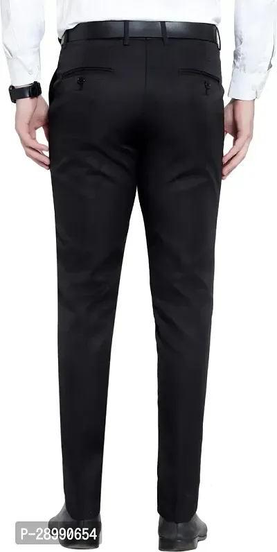 Stylish Black Cotton Blend Mid-Rise Trouser For Men-thumb2