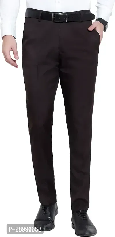 Stylish Black Cotton Blend Mid-Rise Trouser For Men-thumb0