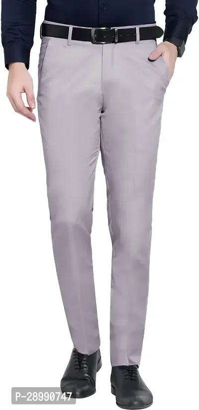 Stylish Grey Lycra Blend Mid-Rise Trouser For Men-thumb0