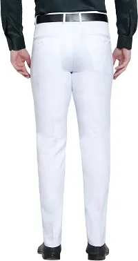 Stylish White Cotton Blend Mid-Rise Trouser For Men-thumb1