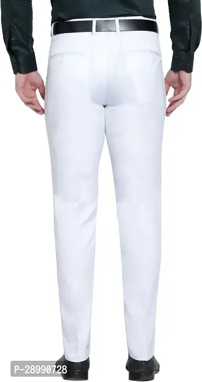 Stylish White Cotton Blend Mid-Rise Trouser For Men-thumb2