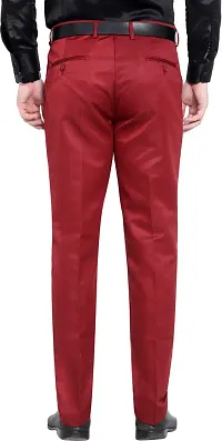 Stylish Red Cotton Blend Mid-Rise Trouser For Men-thumb1