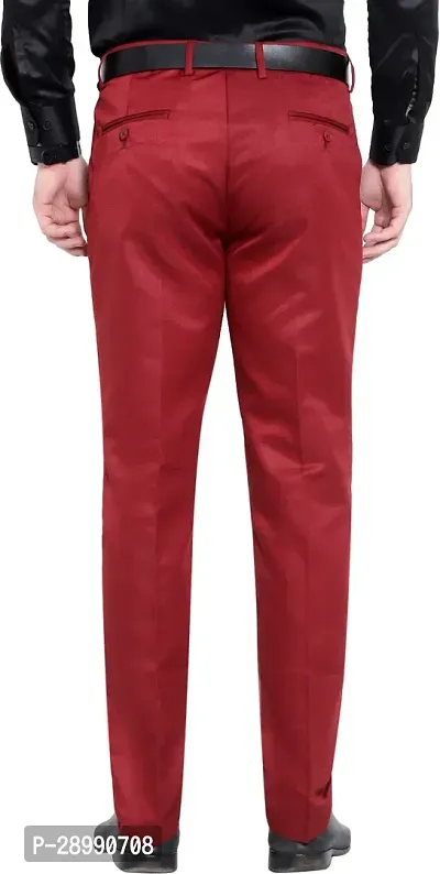 Stylish Red Cotton Blend Mid-Rise Trouser For Men-thumb2