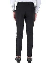 Men Regular Fit Black  Cotton Blend Trousers-thumb1