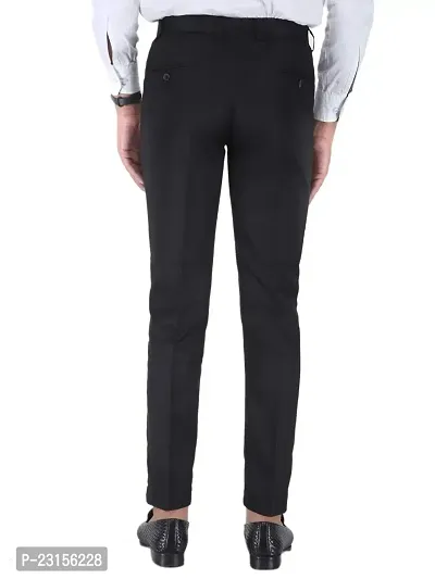 Men Regular Fit Black  Cotton Blend Trousers-thumb2