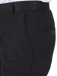 Men Regular Fit Black  Cotton Blend Trousers-thumb3
