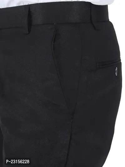 Men Regular Fit Black  Cotton Blend Trousers-thumb4